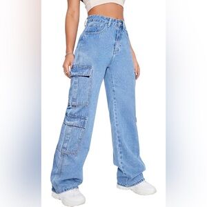 Women's Blue Cargo Jeans
